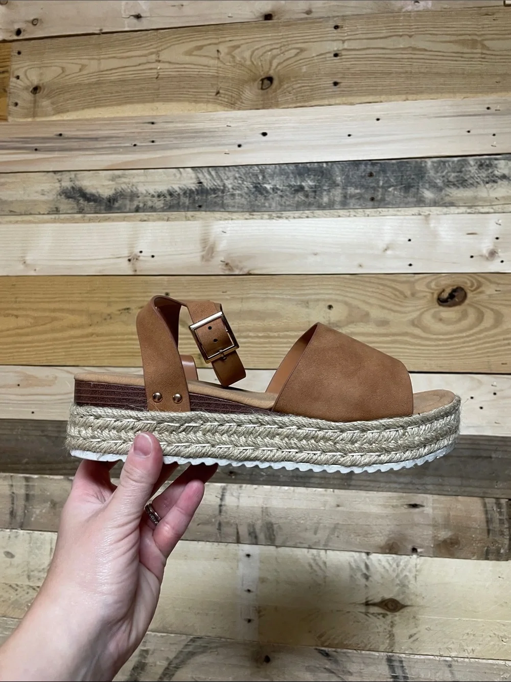 Anna size 10 Brown Suzy-2 Espadrille Platform Sandals
